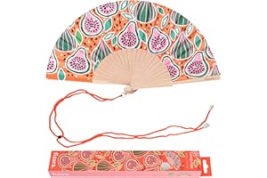 Fisura - Origineller Handfächer. Moderner und farbenfroher Fächer aus Holz. Fächer mit Fächerhalter. Maße: 42,5 x 23 cm. Materialien: Holz und Textil.