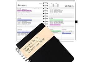 BANDEAX DIN A5 Terminplaner Jan 2025 – Dez 2026 2-Jahres-Kalender auf Deutsch, Terminkalender Wochen-Planer, Agenda & Organizer, Wochenkalender Buchkalender mit Kunstleder-Hardcover & 120 g/m² Papier