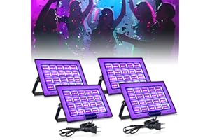 BOWEICORE 50W Led Luz Negra 4 Piezas, Luz Ultravioleta Impermeables IP66, 395-400nm UV Light para Fiesta Neon, Halloween, Navidad, Fiesta Glow, Fiesta Fluorescente, Discoteca, Arte y decoración