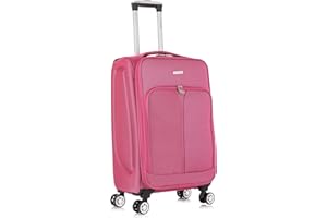 SKYLARK LUGGAGE Skylark 24" Medium Suitcase Super Lightweight Expandable 4 Wheel Spinner 3-Digit Combination Lock Soft Shell Luggage for 15 to 20kg