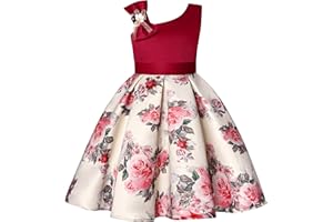 BUNNY LULU Robe pour Filles à épaule inclinée pour Demoiselle d'honneur, Princesse de Mariage, nœud d'anniversaire pour Enfants, soirée de Bal de fête de Boule