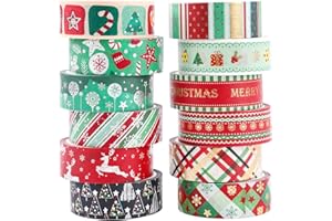 FRGASGDS Washi Tape Set 12 Rolls Weihnachten Gold Silber Washi Masking Tape Dekorative Klebeband für Scrapbooking DIY Handwerk Bastler verschönert Journals Planer Karten Geschenkverpackung Bänder Hochzeit