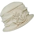Cappello Invernale Lavorato a Maglia Misto Lana Cloche/Bucket Fiore Marrone