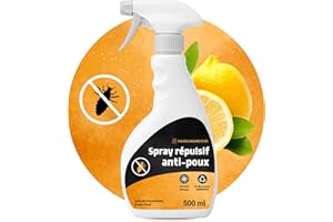 PANTEER Spray anti-poux - 500 ml - Spray anti-poux pour textiles et meubles - Protection à l'extrait d'eucalyptus et de chrysanthème - Spray anti-poux - Prévient l'infestation de poux - Fabriqué e