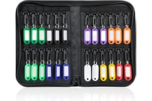 Uniclife Organisateur de Trousse de Clés à Fermeture Éclair Classeur de Clés Imperméable et Ignifuge avec 24 Crochets et Étiquettes Livre de Rangement de Clés Portable pour Bureaux Agences Hôtels