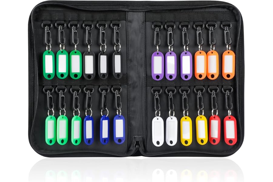 Uniclife Zippered Key Case Organizer Waterproof and Fireproof Key Binder with 24 Hooks and Tags Portable Key Storage Book for Offices Real Estate Agencies Hotels and Rental Management