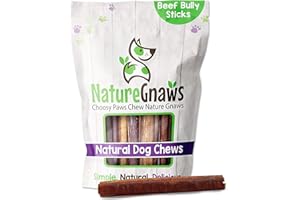 Nature Gnaws Bully Sticks for Large Dogs - Premium Natural Beef Bones - Thick Long Lasting Dog Chew Treats for Aggressive Chewers - Rawhide Free - 6 Inch (10 Count)