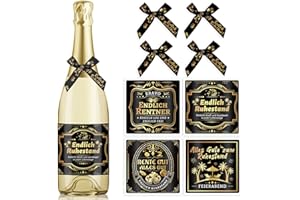 HOWAF 4 Aufkleber Flaschenetikett Endlich Rentner, Ruhestand Flaschenetikett Ruhestand Geschenk Renteneintritt Geschenk Frau Männer Aufkleber Endlich Ruhestand Schleife Rente Geschenke zum Ruhestand