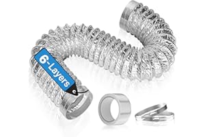 Hon&Guan 100mm Aluminum Flexible Ducting Vent Hose 6 Layer Thickened, Hardened Edge Design Exhaust Hose, Heat-Resistant Aluminum Duct Pipe Length 1.5m for Cooker Hood, Tumble Dryer, Duct Fan, Kitchen