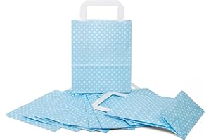 Logbuch-Verlag 50 sacchetti borse buste carta azzurro bianco con manici fondo regalo ospiti matrimonio compleanno feste bomboniera