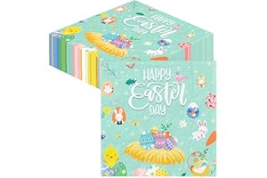 BUSCANDO Easter Spring Napkins Decorations - 40Pcs Easter Serviettes Tissue Paper Napkins for Easter Table Decorations Cocktail Napkins 33x33cm