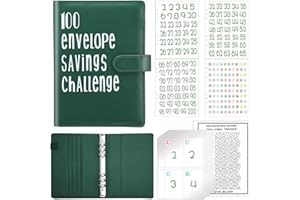 Aliceset 100 Briefumschläge, einfache und lustige Möglichkeit, 5.050 $ zu sparen, Budget Binder Savings Challenge Book mit Geldumschlägen für Budgetierungsplaner Sparen Geld (Dunkelgrün)