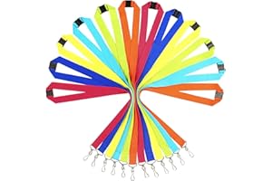 WEZEBEL 12 Pack Breakaway Lanyard for Card Holders, Durable Rainbow Neck Safety Lanyards Straps for Name Badge Holders in Bulk, Assorted 6 Colors Without Holders