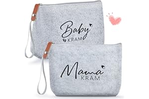 HGRGHH 2PCS Geschenke für Werdende Mütter, Kosmetiktasche aus Filz mit Reißverschluss, Geburt für Werdende Mama, Baby Geschenk, Schwangerschaft Geschenk (Hellgrau)