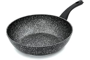 Blackmoor 66160 Classic 28cm Non-Stick Induction Wok/Suitable for Induction, Electric and Gas Hobs/Black Marble Effect Colour