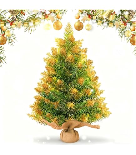 Mini Sapin Noël LED 15 Cm - Décoration Bureau Maison Base Bois - Sapin De Noël Lumière Batterie Pin Blanc