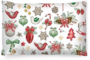 PinkZebra Federa per cuscino natalizio, 40 x 60 cm, 100% cotone, per bambini e adulti, Ecotex Standard 100, federa con chiusura lampo, decorazione natalizia retrò