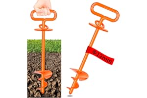 KAMFWERT Ground Anchor Dog, 12mm Dog Stake for Medium to Large Dogs up to 220 lbs, Spiral Blade Dog Stake for Yard Beach Lawn Outdoor (Black)