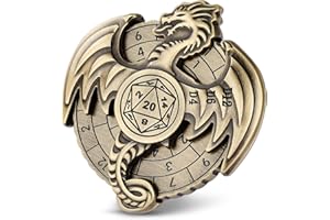 KELLER & WEBER DND Wheel Cube Spinner, Fingertips Gyro, 7-in-1 Dragon Metallic D&D Dice, Dragon Roulette Dice Spinner for DND Dice Set, D&D Gifts with Box, Role Playing Board Game Accessories, Bronze