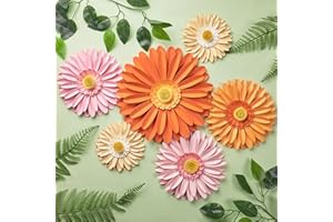 ‎EASY JOY Easy Joy 6 Stück 3D Gänseblümchen Wanddeko,Papier Blumen Deko,Künstliche Blumen für Muttertag,Wohnzimmer Wanddekoration,Schlafzimmer,Innen Frühling Deko,Kinderzimmer Deko