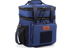 HSHRISH Borsa termica porta pranzo tattica, borsa frigo pranzo grande isolata a doppio strato per uomini adulti, impermeabile e durevole, ufficio, picnic all'aperto 16L, Blu