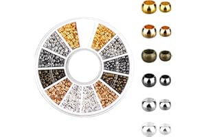 Mozeat Lens Lot de 720 Perles à écraser mélangées, rondelles, Tubes à écraser, Perles d'espacement avec boîte de Rangement, entretoise de Perles pour la Fabrication de Bijoux, Bracelets, Colliers, br