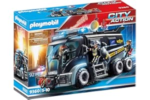 Playmobil Camion policiers d'élite avec sirène et gyrophare, Coloré, Taille Unique