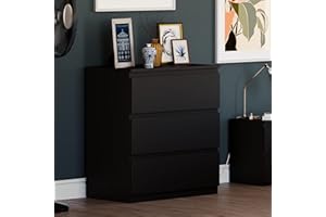 Vida Designs Denver Commode à tiroirs (Noir, 3 tiroirs)