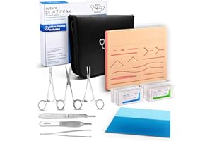 KITS OF MEDICINE Suture Practice Kit with HD How-To Video Course - Complete Suture Practice Kit For Students, Reusable Silicone Skin Suture Pad - For Education Use Only