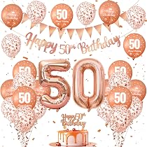 Decorazione 50 anni Compleanno Donna Oro Rosa, 50 anni Palloncini Donna,Decorazioni Compleanno 50 Anni Oro Rosa Neri Donna, 50 anni Compleanno Palloncini Donna,Donna Oro Rosa 50 Decorazione Torta