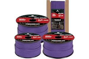 Kamu Synber 425 Paracord 3mm x 15m 100% Nylon Rope 3 Strands Parachute Cord Type II for Outdoor, Crafting, DIY | Support 192kg | Purple