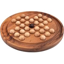 LOGOPLAY Solitario De Madera Samena Tamaño L – Juego De Lógica Para 1 Jugador Con Tablero De 13.5 Cm Y Tapones Rojos, Ideal Para Viajar Y Regalar A Partir De 6 Años