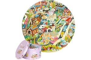 Boppi Puzzle Bambini 150 Pezzi - Giochi Bambini Per 5 6 7 8 Anni - Giochi In Scatola Educativi - Gioco Da Tavolo - Puzzle Vita in Città Rotondo - Regalo Bambina e Bambino - Diametro 58cm