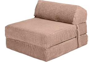 Loft 25 Folding Fold Out Single Z Bed Mattress | Soft & Comfortable Seat Sofa | Great for Living Room & Bedrooms | Lightweight Sleepover Chair Sofa Futon (Camel)