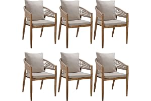 tectake® trädgårdsstol 6-pack, massivt akaciaträ, väderbeständig, repdesign