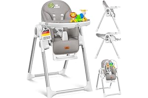 KIDIZ® 3in1 Hochstuhl Kinderhochstuhl inkl. Spielbügel, Babyliege, Kombihochstuhl Babyhochsitz,7 höhenverstellbar Verstellbare Rückenlehne, mitwachsend ab 0 bis 36 Monate Babystuhl, H. Grau