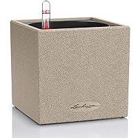 LECHUZA CANTO Stone 14 hochwertiger Kräuterwürfel mit Stick-Bewässerungssystem, sandbeige