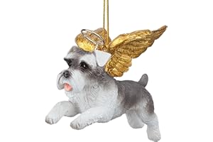 DESIGN TOSCANO Christmas Tree Ornaments - Honor The Pooch Miniature Schnauzer Holiday Angel Dog Ornaments - Christmas Decorations