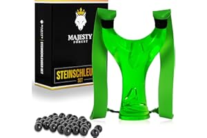 MAJESTY FOREST® Profi Steinschleuder Set - Zwille mit einzigartigen Farben für Sport und Outdoor als Bundle mit Munition, Gummibändern und Ebook