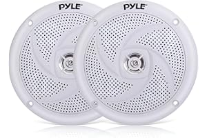 Pyle 10cm Marine Speakers, Waterproof 2-Way Outdoor Audio System, 100W Power, Low-Profile Slim Design, Weather-Resistant Stereo Sound for Boat, ATV, UTV & More – Pair (White)