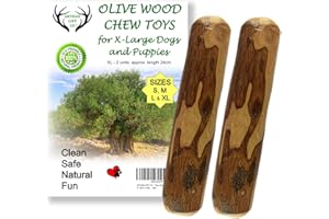 ARTISAN GIFT CO Zabawka do żucia dla psów z drewna oliwkowego, w 100% naturalna (XL-24 cm), zestaw ekonomiczny, 2 sztuki