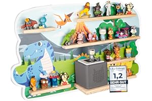 bunnyboo Toniebox Shelf - Shelf for Toniebox and Figures - Enough Space for up to 45 Tonie Figures and Tested Quality - Tonie Magnetic Shelf - For Boys and Girls (Dino)