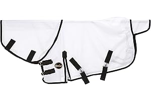 Cwell Equine NEW MINI/SHETLAND/PONY FLY RUG SOFT MESH ATTACHED NECK COVER WHITE 3'6-4'9" (3'6")
