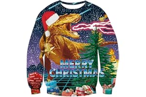 Xumplo Sweat-shirt de Noël laid pour enfants garçons filles vêtements à manches longues imprimé 3D haut pull de Noël 4-14 ans