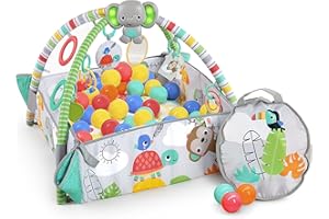 Bright Starts, Erlebnisdecke & Bällebad mit 40 Bällen 5in1 Your Way Ball Play - Totally Tropical, Spieldecke mit Spielbogen, 20+ Min Licht und Musik, Krabbeldecke mit 7 Spielzeuge, ab der Geburt
