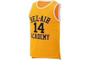 Aolapo Bel Air Jersey #14 Fresh Prince Bel Air Academy Men Yellow Black Green Basketball Jerseys Sleeveless