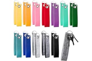 VMUTGA 24 Stück Schlüsselanhänger Filz, Bunter Filz Schlüsselanhänger Rohling mit Edelstahl Ring Blanko Filzanhänger Beschriftbar Schlüsselring für DIY Handwerk Dekoration Taschen Basteln (13 * 3cm)