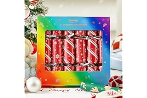 Fox·Bunny 6Pcs Christmas Crackers, Crackers with Party Hats Jokes and Gifts Fidget Toys Wind Up Toys (Festive Red)