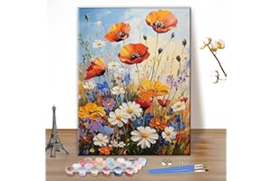 MEIYUDA Dipingere con i Numeri Adulti Infiorescenza Fiore, fai da te Paint by Numbers Quadri da Dipingere Numerat, Pittura a Olio Kit, Pittura Adulti Decora la Casa Regalo 30x40cm(Senza Cornice)