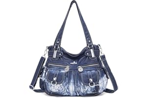 ANGEL KISS Conception de sac à main en cuir Angelkiss/épaule/épaule/large capacité 8 petites poches pour filles/femmes